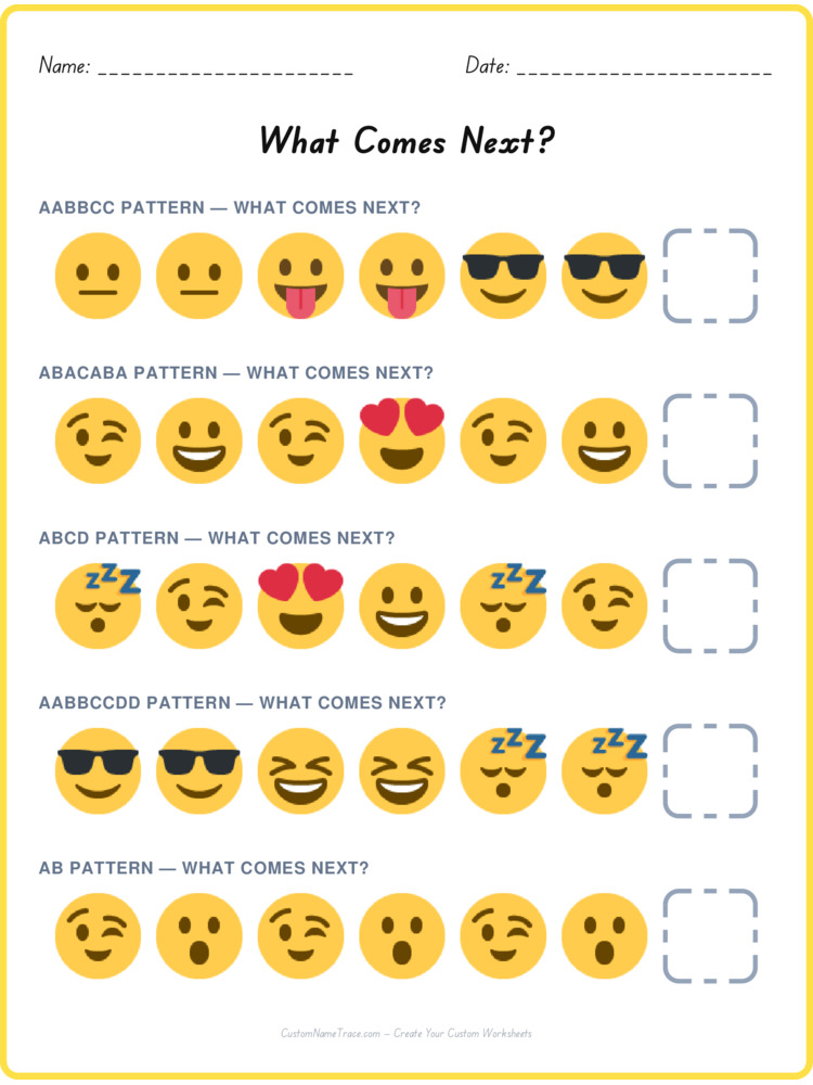 Mixed Review pattern worksheet 191 for kids