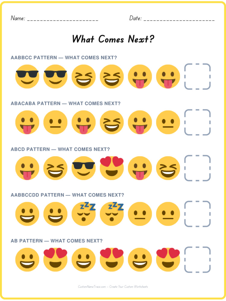 Mixed Review pattern worksheet 2 for kids