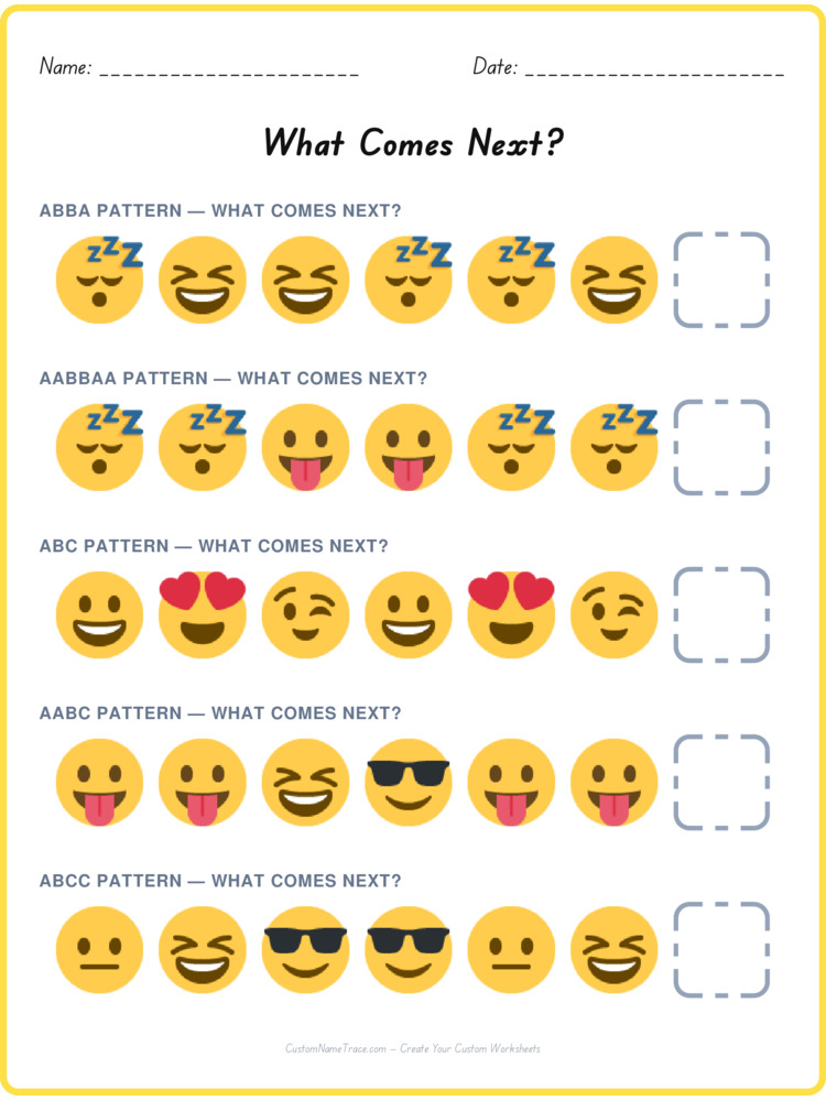 Mixed Review pattern worksheet 20 for kids