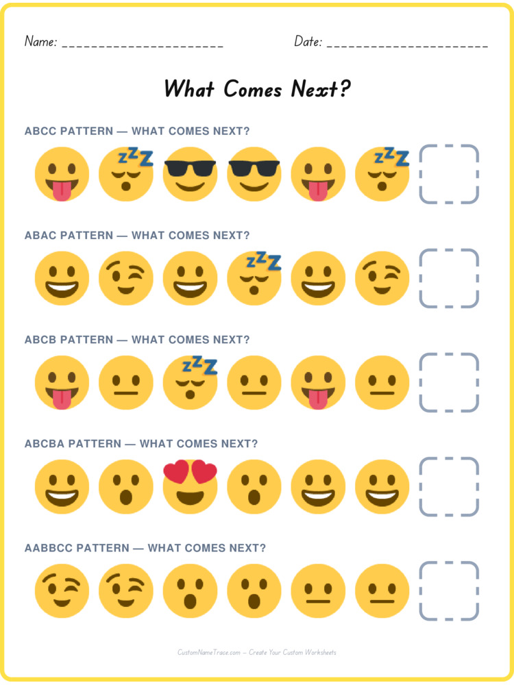 Mixed Review pattern worksheet 201 for kids