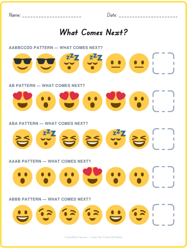 Mixed Review pattern worksheet 202 for kids