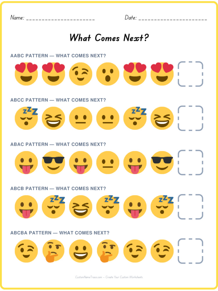 Mixed Review pattern worksheet 203 for kids
