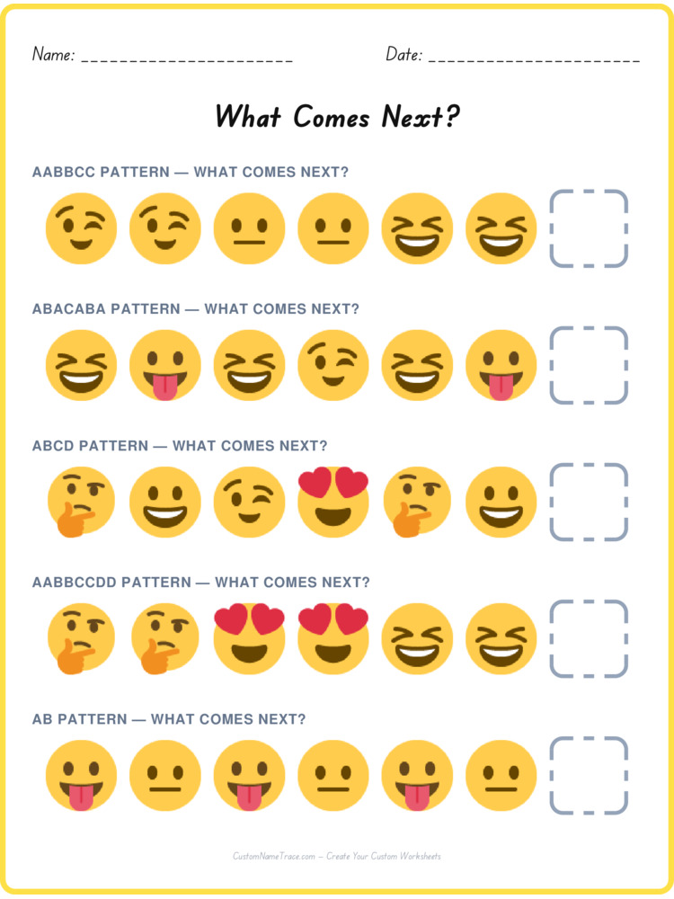 Mixed Review pattern worksheet 204 for kids