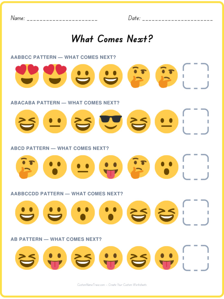 Mixed Review pattern worksheet 206 for kids