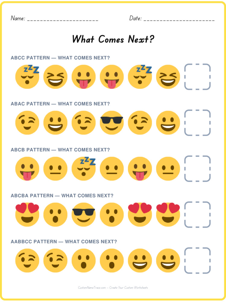 Mixed Review pattern worksheet 207 for kids