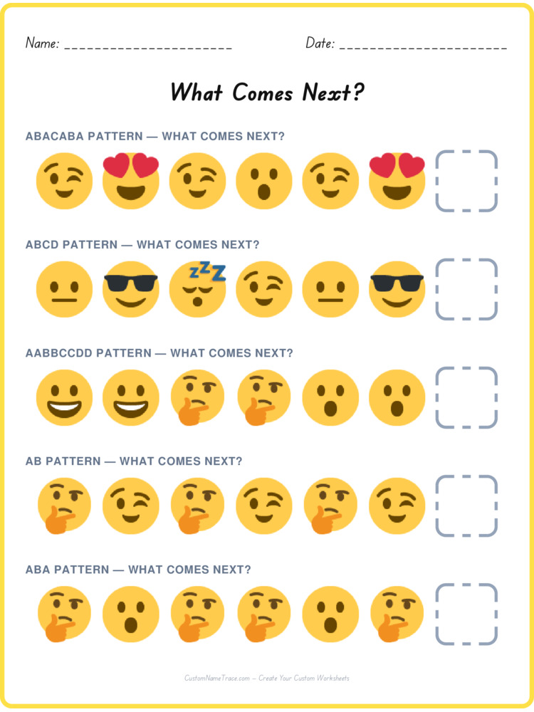 Mixed Review pattern worksheet 26 for kids
