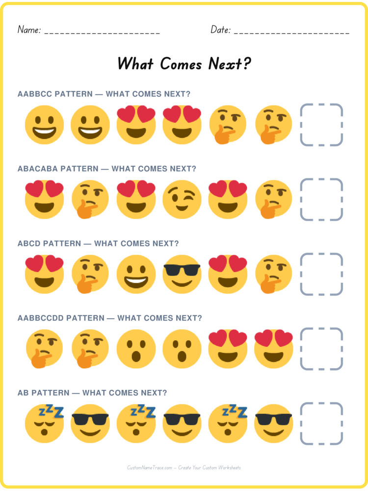 Mixed Review pattern worksheet 27 for kids
