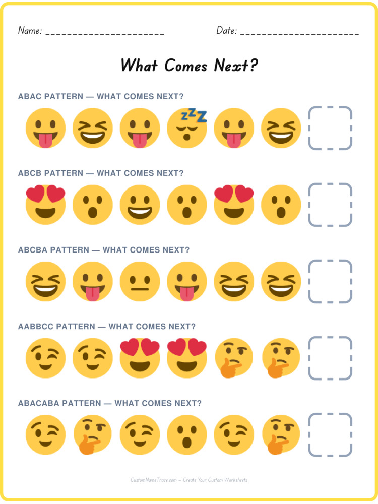 Mixed Review pattern worksheet 3 for kids