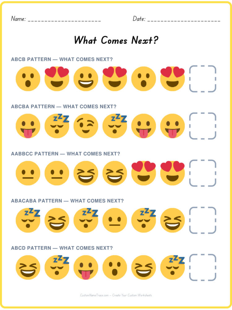 Mixed Review pattern worksheet 32 for kids