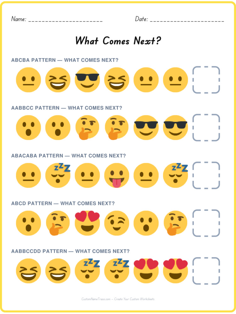 Mixed Review pattern worksheet 33 for kids