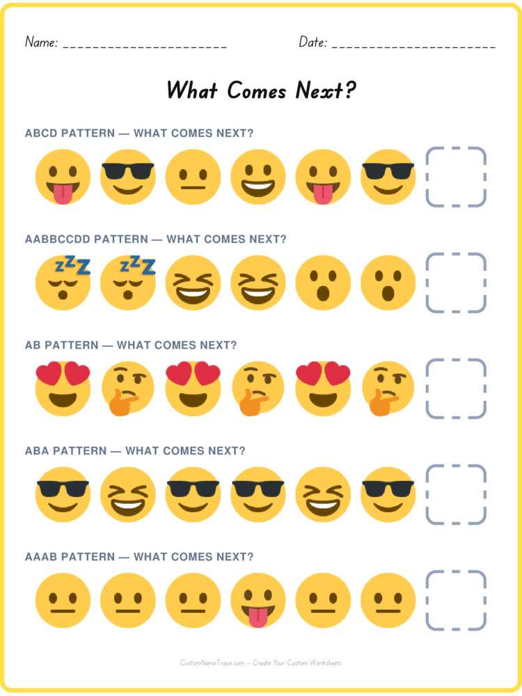 Mixed Review pattern worksheet 34 for kids