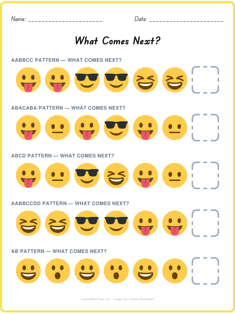 Mixed Review pattern worksheet 35 for kids