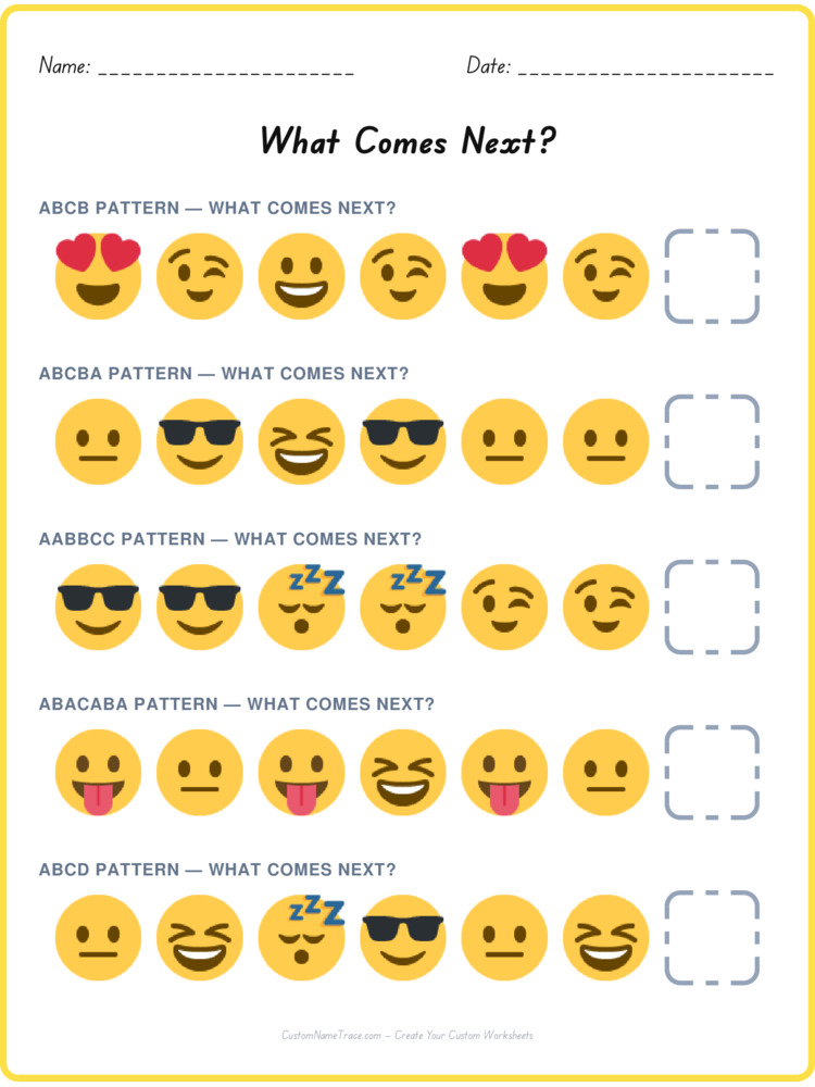 Mixed Review pattern worksheet 36 for kids
