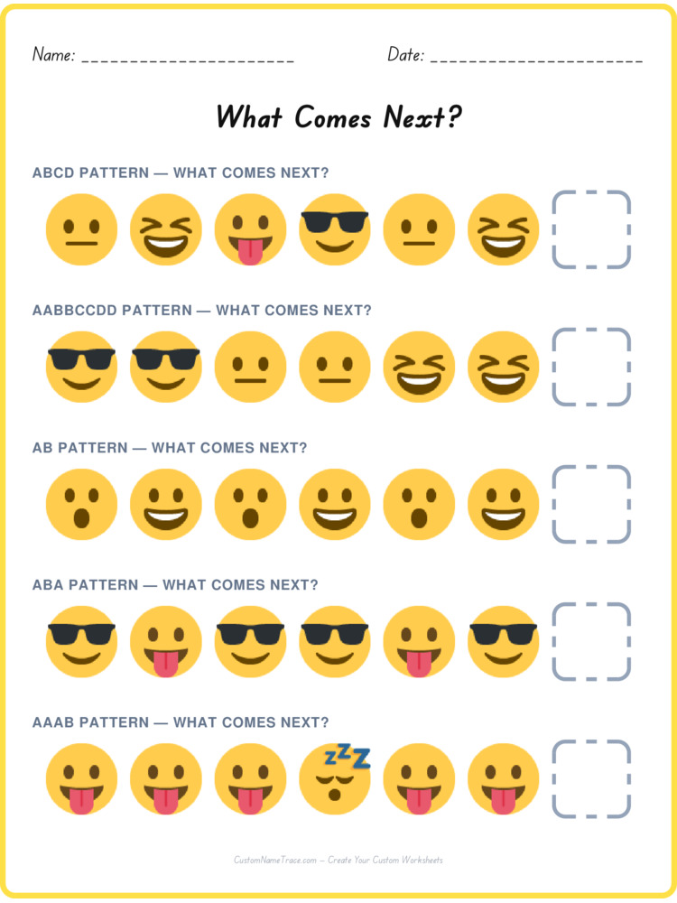 Mixed Review pattern worksheet 38 for kids