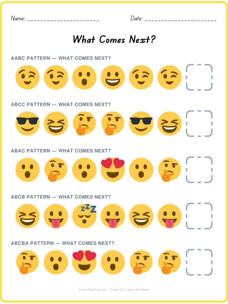 Mixed Review pattern worksheet 4 for kids
