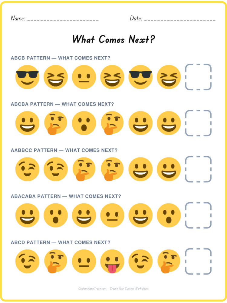 Mixed Review pattern worksheet 44 for kids