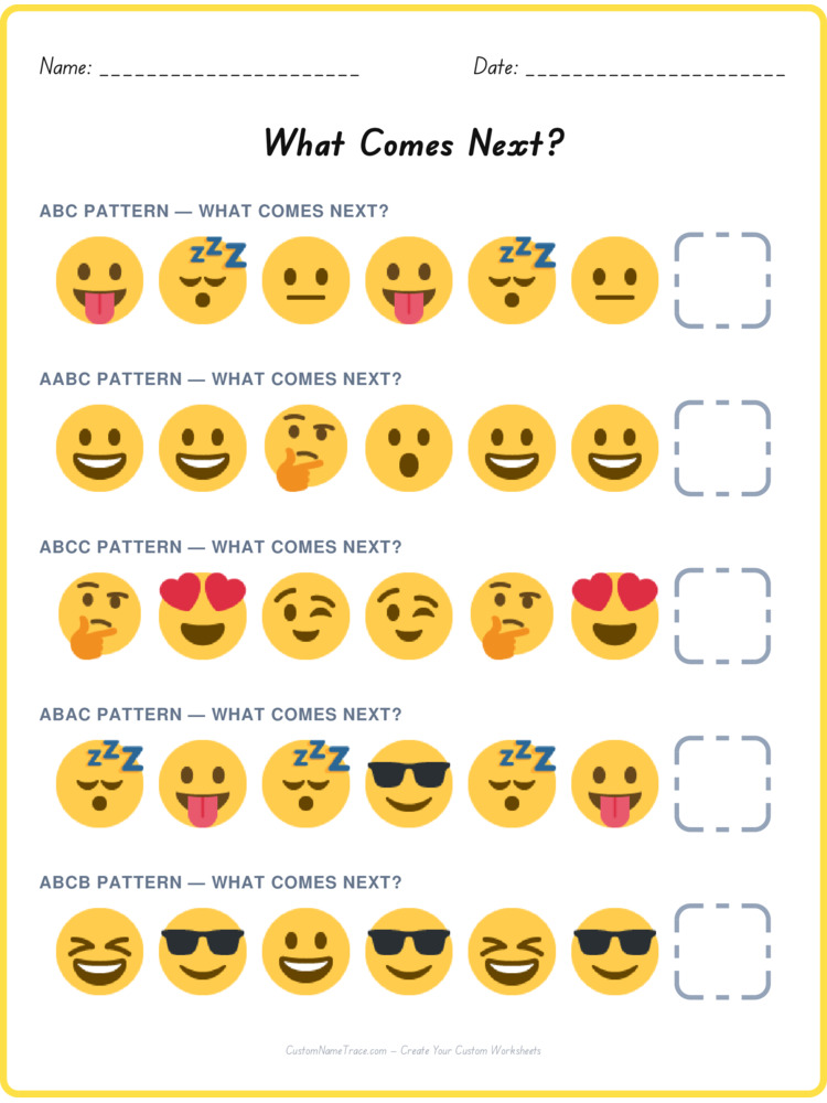 Mixed Review pattern worksheet 46 for kids