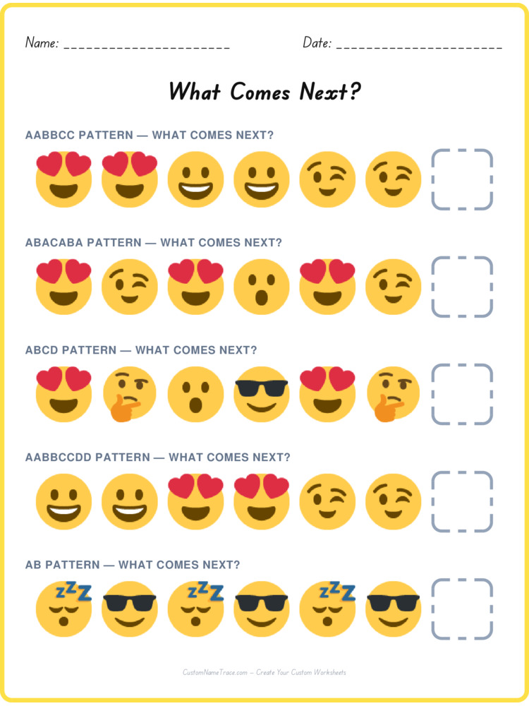 Mixed Review pattern worksheet 49 for kids