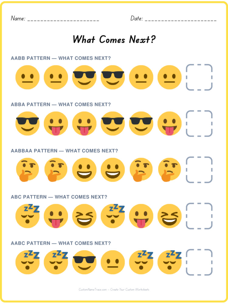 Mixed Review pattern worksheet 5 for kids