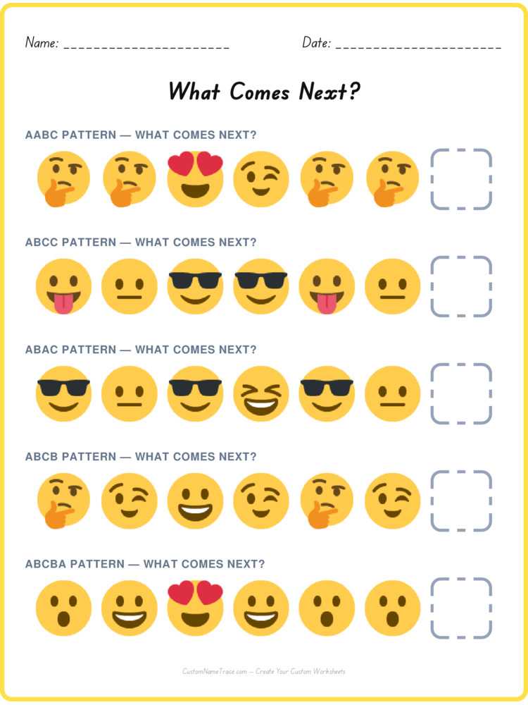 Mixed Review pattern worksheet 50 for kids