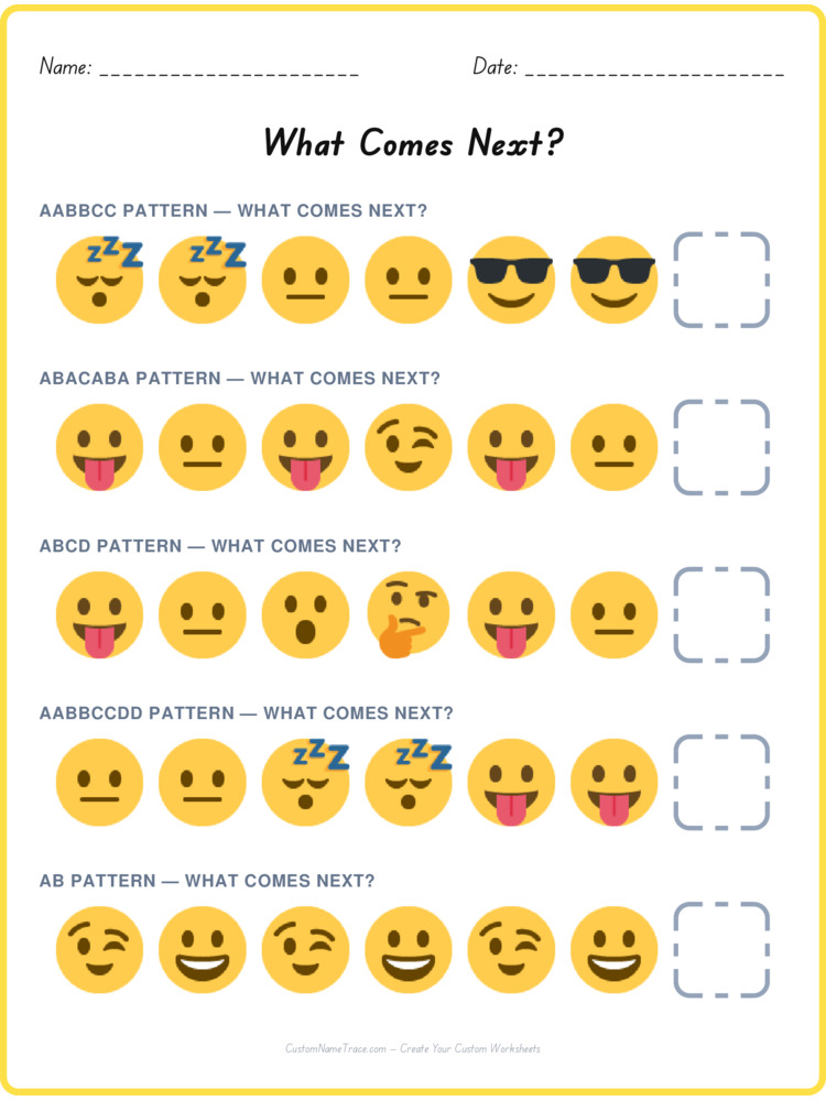 Mixed Review pattern worksheet 51 for kids