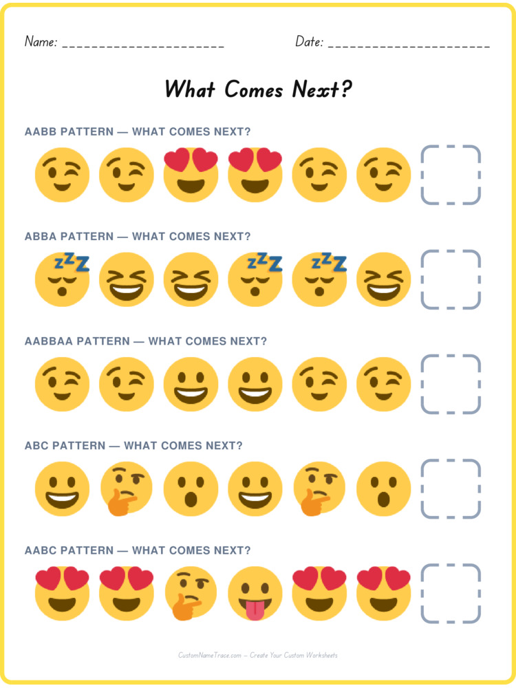 Mixed Review pattern worksheet 52 for kids