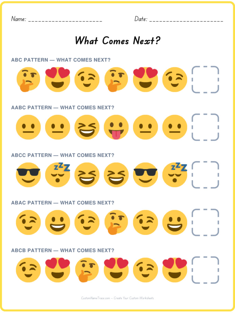 Mixed Review pattern worksheet 54 for kids