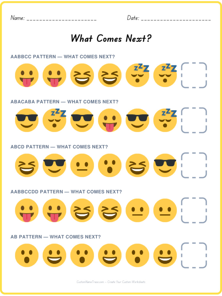 Mixed Review pattern worksheet 55 for kids