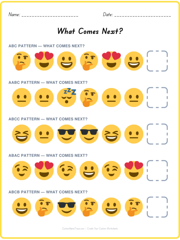 Mixed Review pattern worksheet 58 for kids