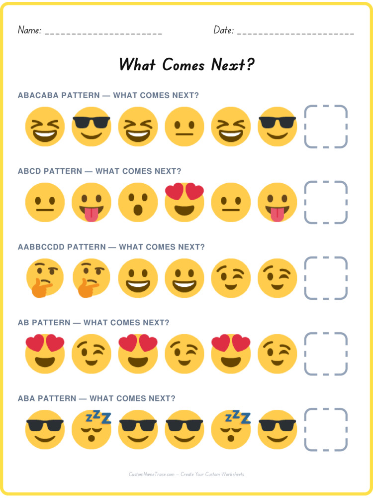 Mixed Review pattern worksheet 6 for kids
