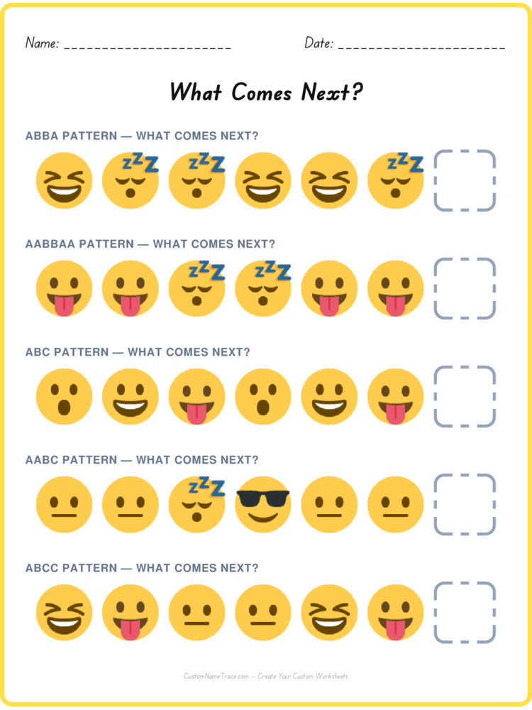 Mixed Review pattern worksheet 61 for kids