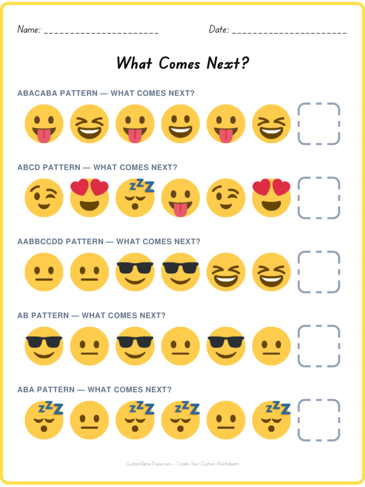 Mixed Review pattern worksheet 68 for kids