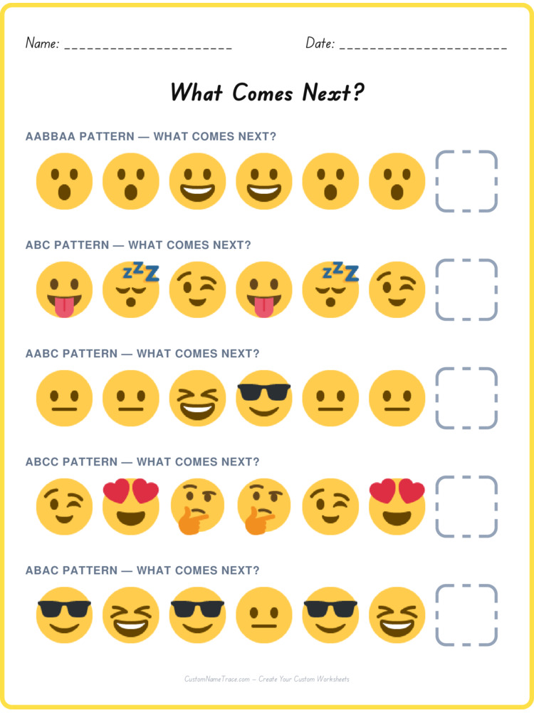 Mixed Review pattern worksheet 7 for kids