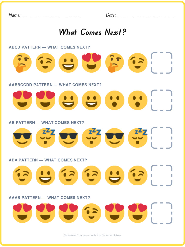Mixed Review pattern worksheet 70 for kids