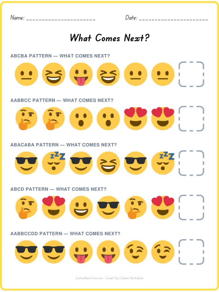 Mixed Review pattern worksheet 72 for kids