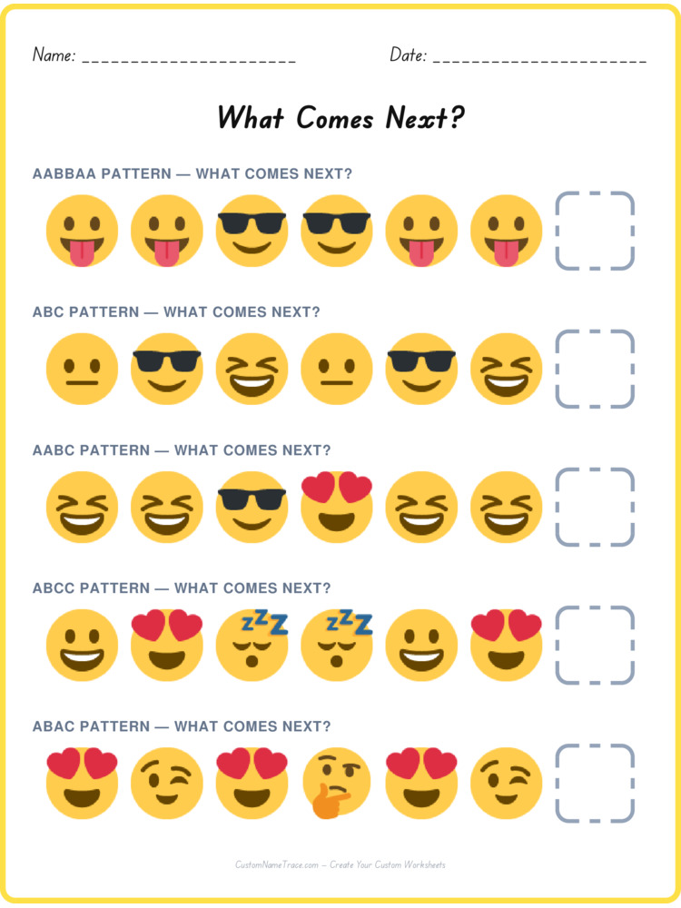 Mixed Review pattern worksheet 73 for kids