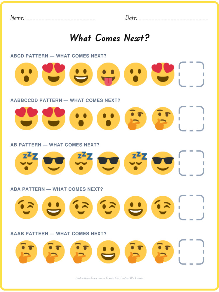 Mixed Review pattern worksheet 74 for kids