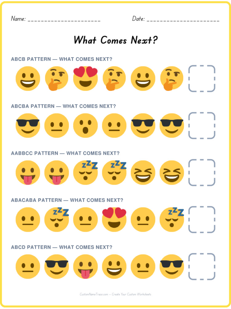 Mixed Review pattern worksheet 81 for kids