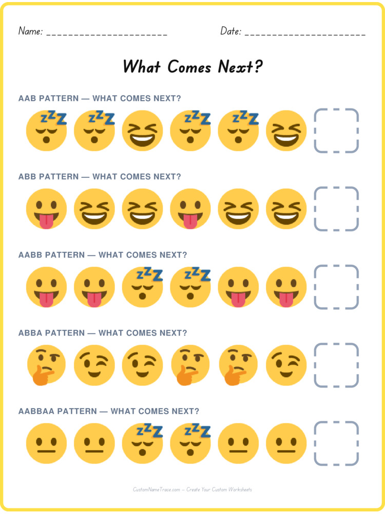 Mixed Review pattern worksheet 85 for kids