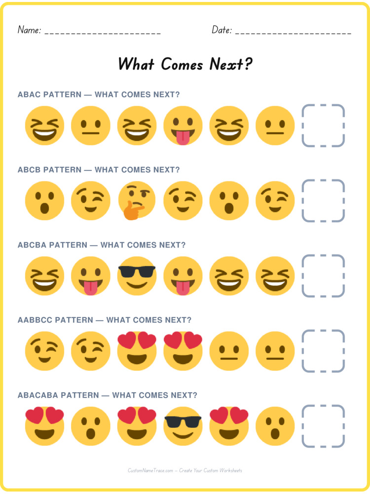 Mixed Review pattern worksheet 9 for kids