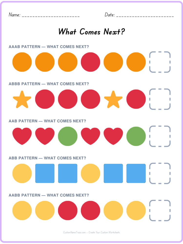Mixed Review pattern worksheet 108 for kids
