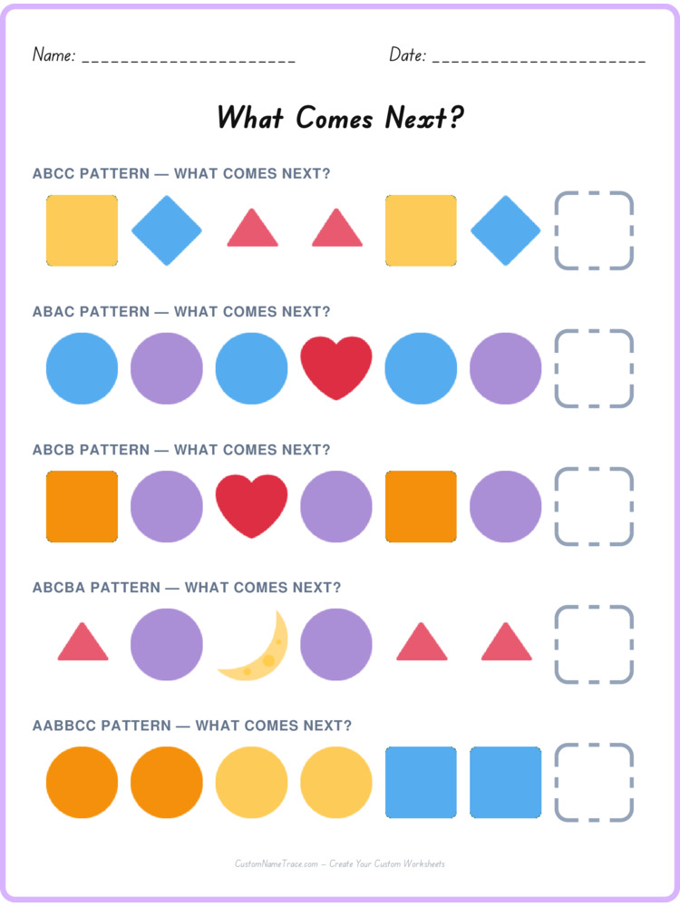 Mixed Review pattern worksheet 11 for kids