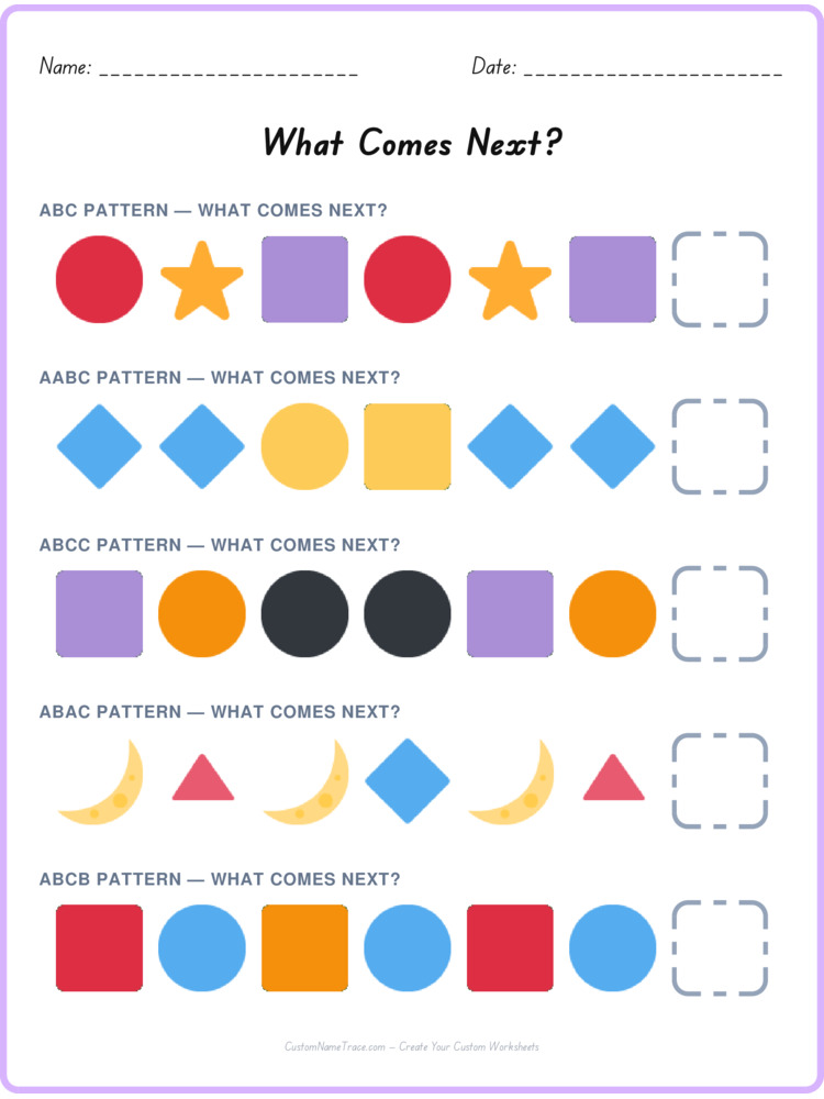 Mixed Review pattern worksheet 115 for kids