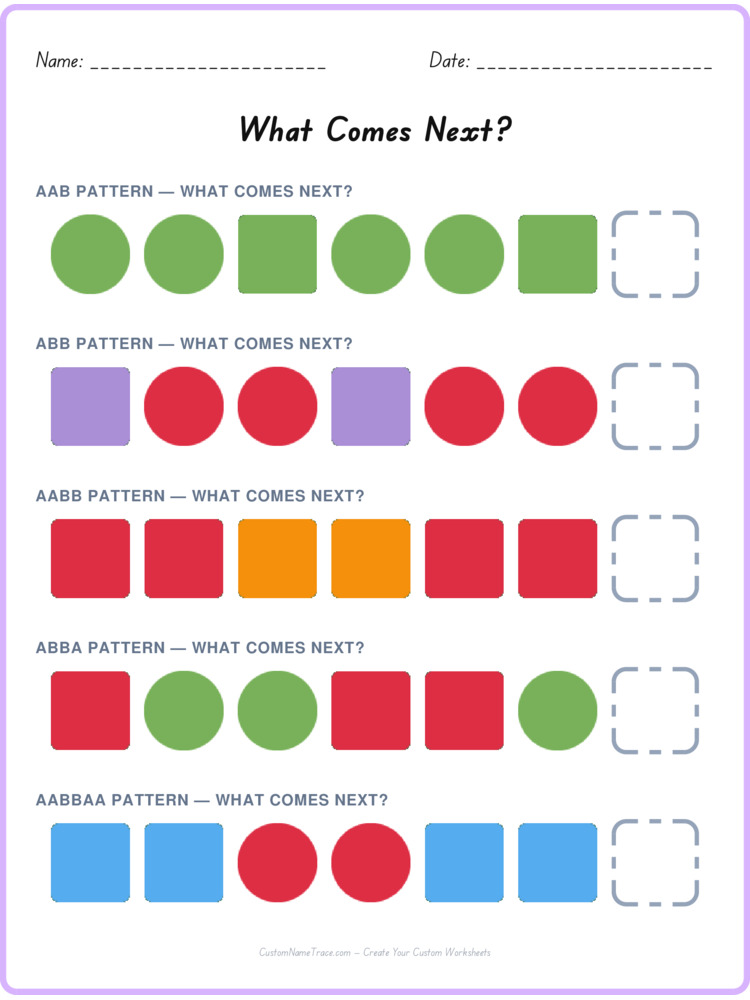 Mixed Review pattern worksheet 116 for kids