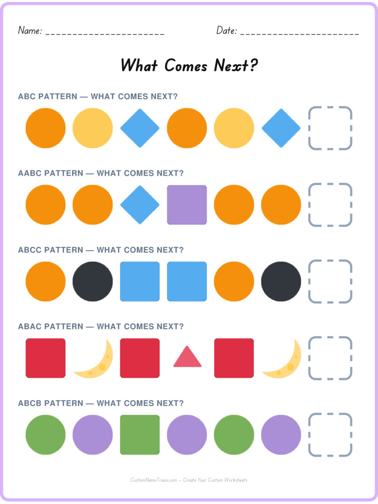 Mixed Review pattern worksheet 117 for kids