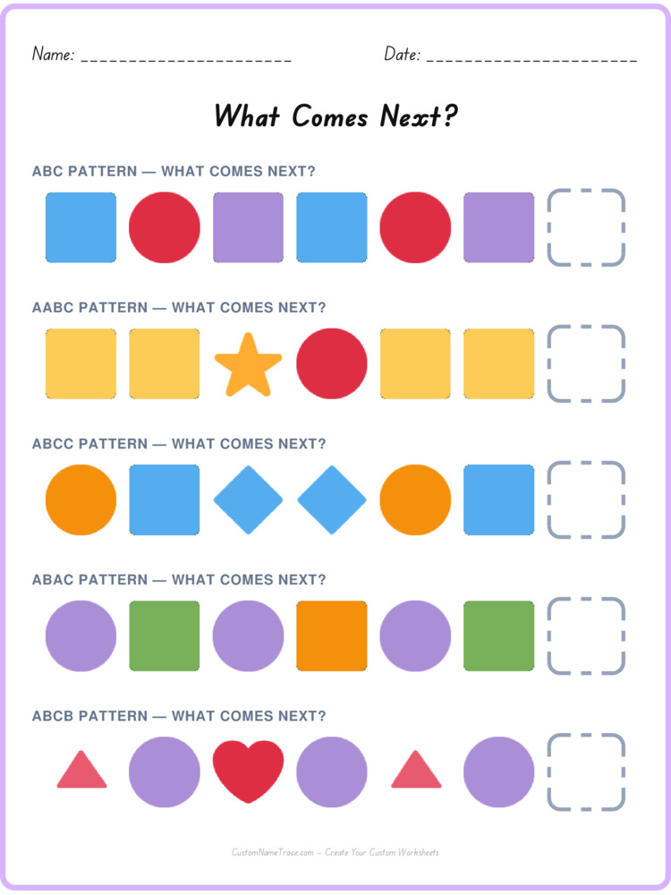 Mixed Review pattern worksheet 12 for kids