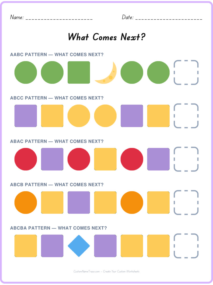 Mixed Review pattern worksheet 137 for kids