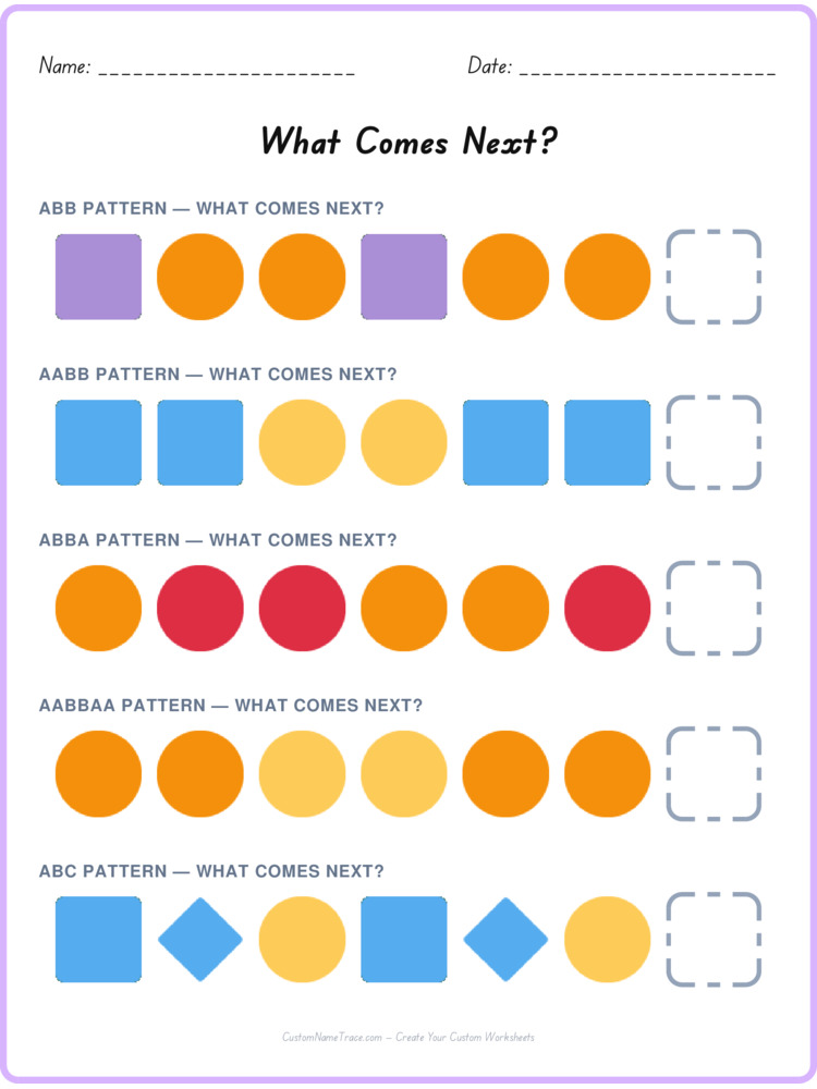 Mixed Review pattern worksheet 14 for kids