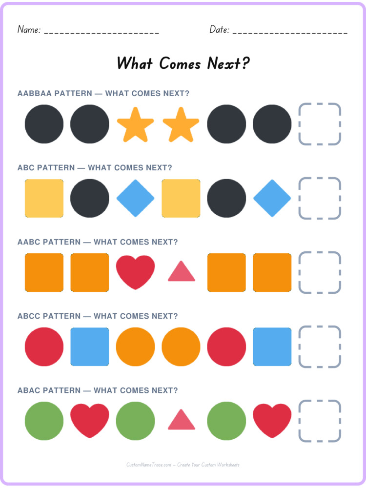 Mixed Review pattern worksheet 141 for kids