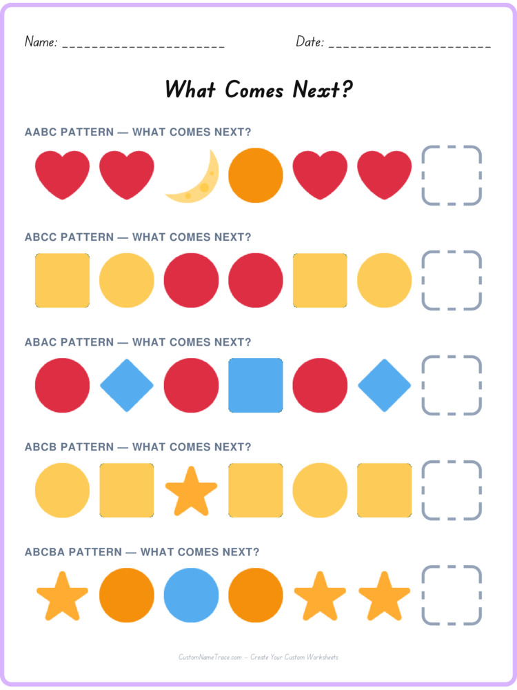Mixed Review pattern worksheet 142 for kids